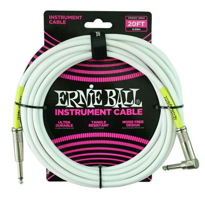 ERNIE BALL 6047 20’ Straight/Angle Instrument Cable White ギターケーブル