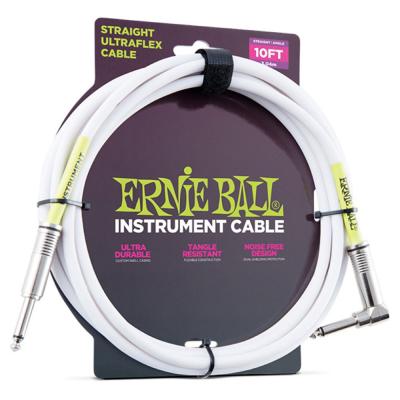 ERNIE BALL 6049 10’ STRAIGHT/ANGLE INSTRUMENT CABLE WHITE ギターケーブル
