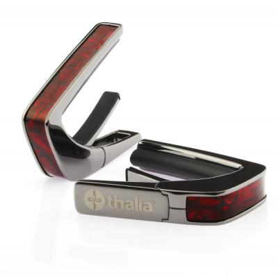 Thalia Capo 200 in Black Chrome Finish with Crimson Paua Inlay カポタスト