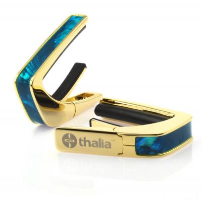 Thalia Capo 200 in 24k Gold Finish with Teal Angel Wing Inlay カポタスト