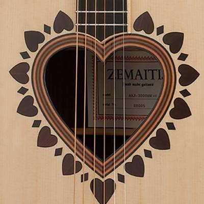 ZEMAITIS AAJ-3000HW-E NAT エレクトリックアコースティックギター ゼマイティス サウンドホール部 ハート型のサウンドホールをハートとダイヤが交互に取り囲むように配置されたロゼッタ