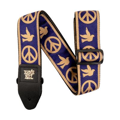 ERNIE BALL 4699 NAVY BLUE AND BEIGE PEACE LOVE DOVE JACQUARD STRAP ギターストラップ