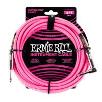 ERNIE BALL P06083 18’ INSTRUMENT CABLE BRAIDED STRAIGHT ANGLE NEON PINK ギターケーブル