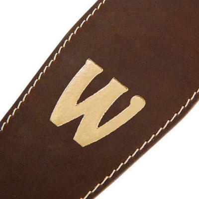 WARWICK Teambuilt Genuine Leather Bass Strap Brown Gold Embossing ベースストラップ ロゴ拡大画像