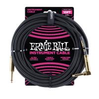 ERNIE BALL 6081 10’ Braided Straight Angle Instrument Cable Black ギターケーブル