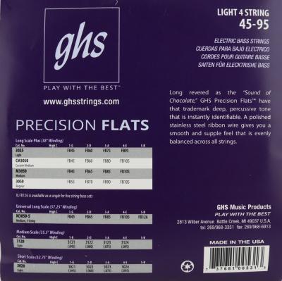 GHS 3025 Bass Precision Flats LIGHT 045-095 エレキベース弦 パッケージ裏