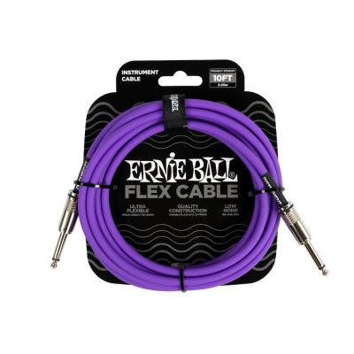 ERNIE BALL アニーボール EB 6415 FLEX CABLE 10’ SS  PR 10フィート（約3メートル） 両側ストレートプラグ パープル ギターケーブル