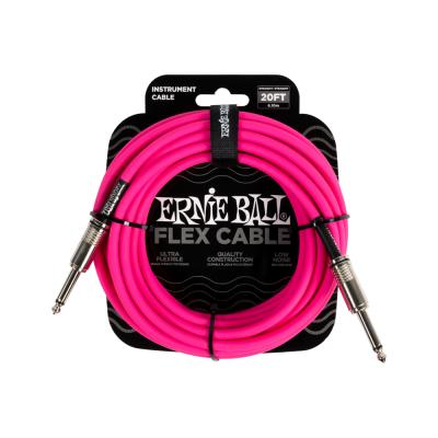 ERNIE BALL アニーボール EB 6418 FLEX CABLE 20’ SS  PK 20フィート（約6メートル） 両側ストレートプラグ ピンク ギターケーブル