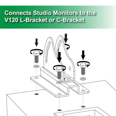 ISO ACOUSTICS V120 50x107 Adapter V120用ブラケット取付プレート 50mm x 107mmの4つの取付け穴 Cブラケット/Lブラケット用 取り付け図