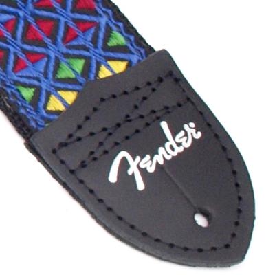 Fender フェンダー Eric Johnson 'The Walter' Signature Strap Blue with Multi-Colored Triangle Pattern 2' ギターストラップ ストラップエンド画像