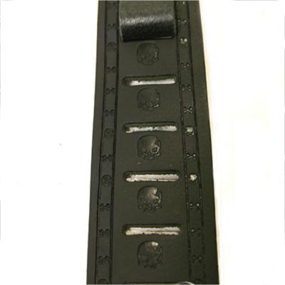 Perri’s ペリーズ P25FE-6899 2.5インチ Black Belt Leather SKULLS 革 ギターストラップ 調整部
