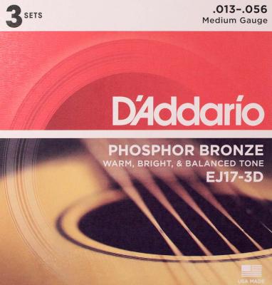 D'Addario EJ17-3D アコースティックギター弦/3セットパック