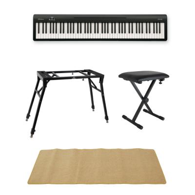 ROLAND FP-10 BK 電子ピアノ ポータブルピアノ 4本脚型スタンド X型椅子 ピアノマット(クリーム)付きセット