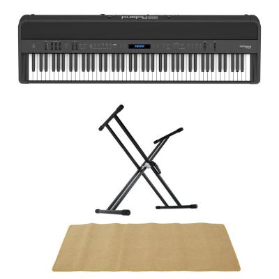 ROLAND FP-90X-BK Digital Piano ブラック デジタルピアノ スタンド マット 3点セット [鍵盤 AMset]