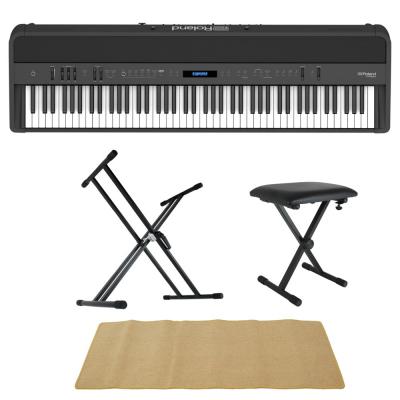 ROLAND FP-90X-BK Digital Piano ブラック デジタルピアノ スタンド ベンチ マット 4点セット [鍵盤 BMset]