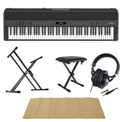 ROLAND FP-90X-BK Digital Piano ブラック デジタルピアノ スタンド ベンチ ヘッドホン マット 5点セット [鍵盤 CMset]