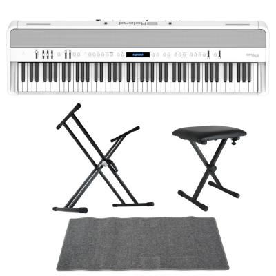 ROLAND FP-90X-WH Digital Piano ホワイト デジタルピアノ スタンド ベンチ マット 4点セット [鍵盤 EMset]