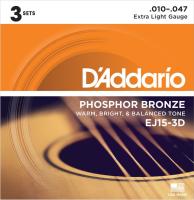 D'Addario EJ15-3D アコースティックギター弦/3セットパック×2SET