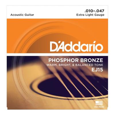 D'Addario EJ15 Phosphor Bronze Extra Light アコースティックギター弦×5セット