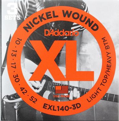 D'Addario EXL140-3D エレキギター弦 3セットパック×2セット