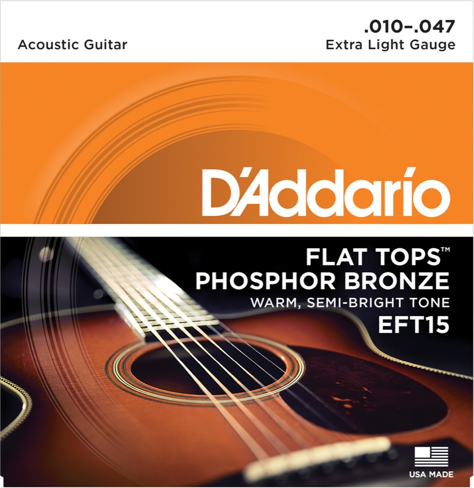 D'Addario EFT15 Flat Top Phosphor Bronze Wound Extra Light アコースティックギター弦(ダダリオ  セミフラット アコースティックギター弦 10-47) | chuya-online.com 全国どこでも送料無料の楽器店