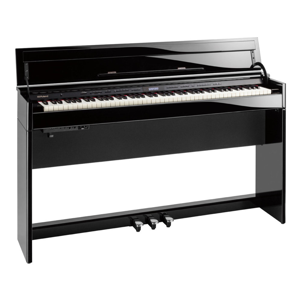 【組立設置無料サービス中】 Roland DP603-PES 電子ピアノ 専用高低自在椅子付き 黒塗鏡面艶出し塗装仕上げ Digital Piano 全体像