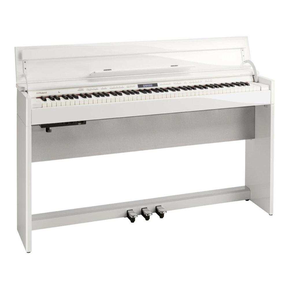 【組立設置無料サービス中】 Roland DP603-PWS 電子ピアノ 専用高低自在椅子付き 白塗鏡面艶出し塗装仕上げ Digital Piano 全体像