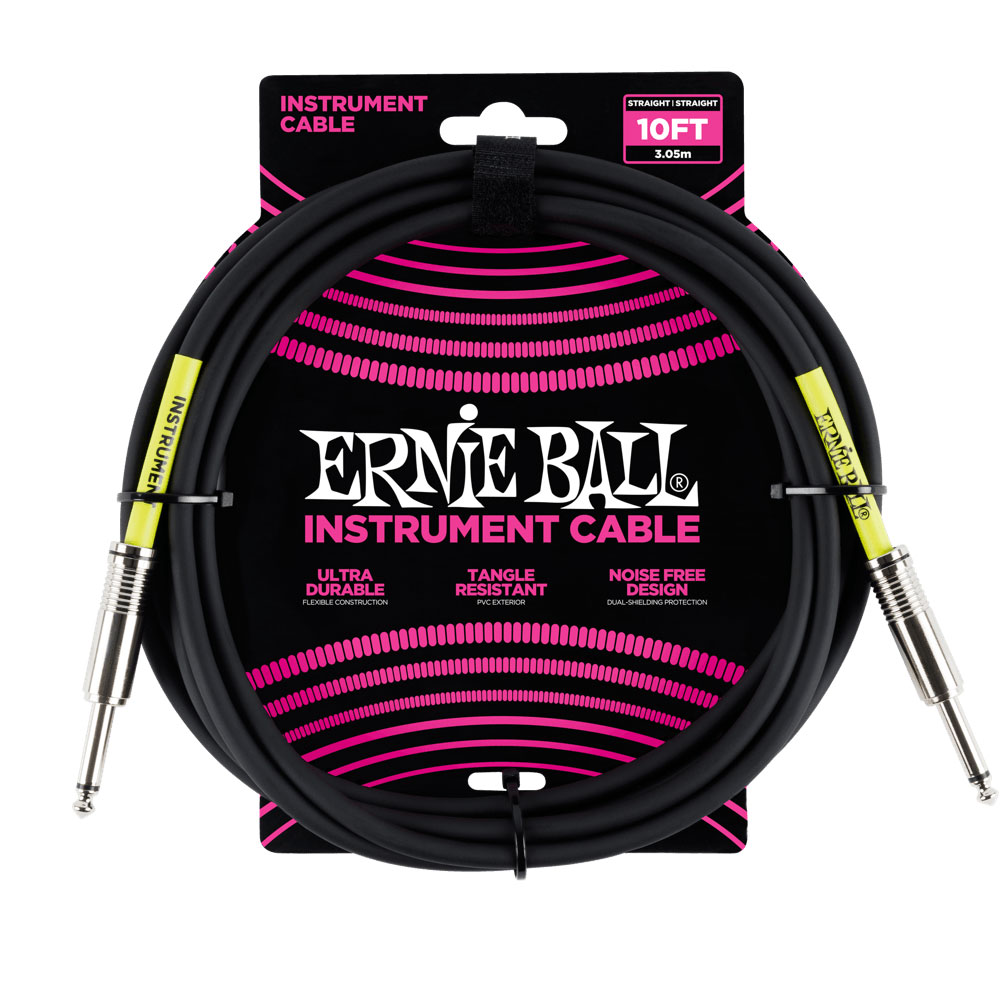 ERNIE BALL 6048 10' STRAIGHT/STRAIGHT INSTRUMENT CABLE  BLACK ギターケーブル