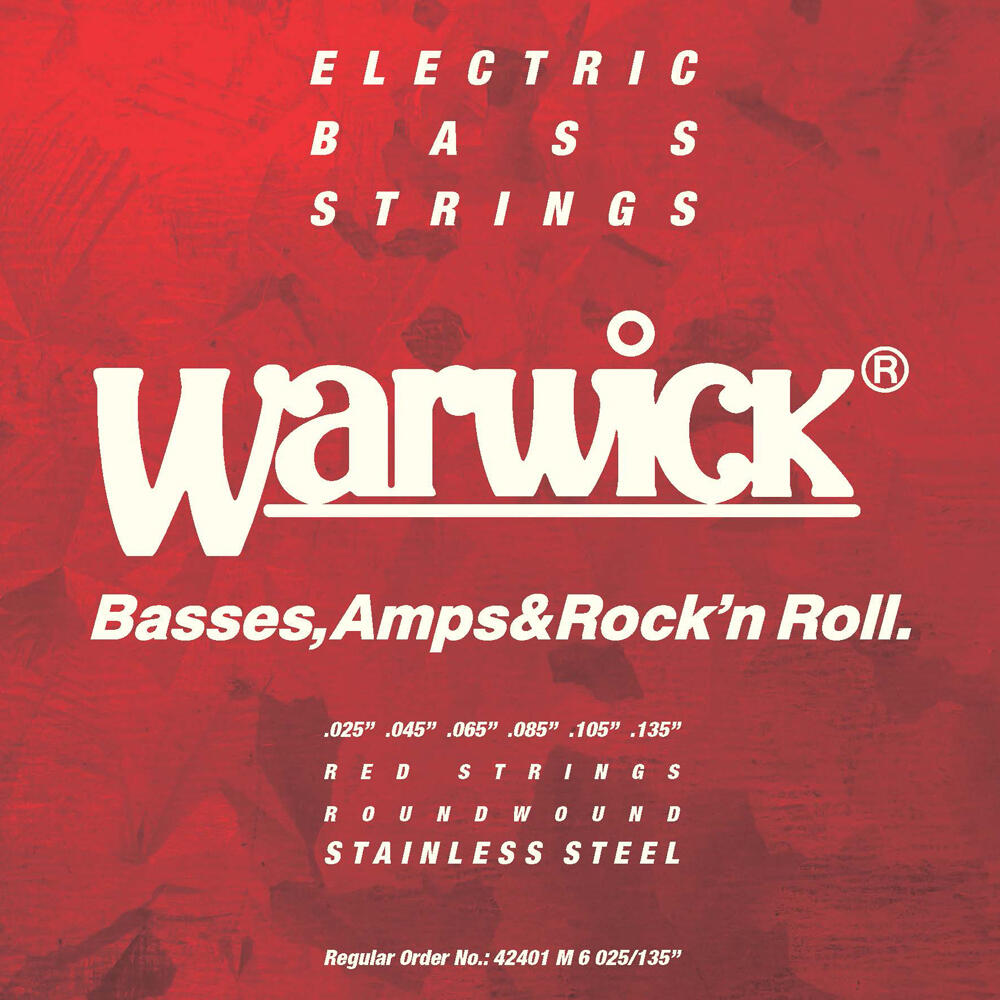 WARWICK 42401 RED stainless steel 6-string Set M 025-135 ベース弦