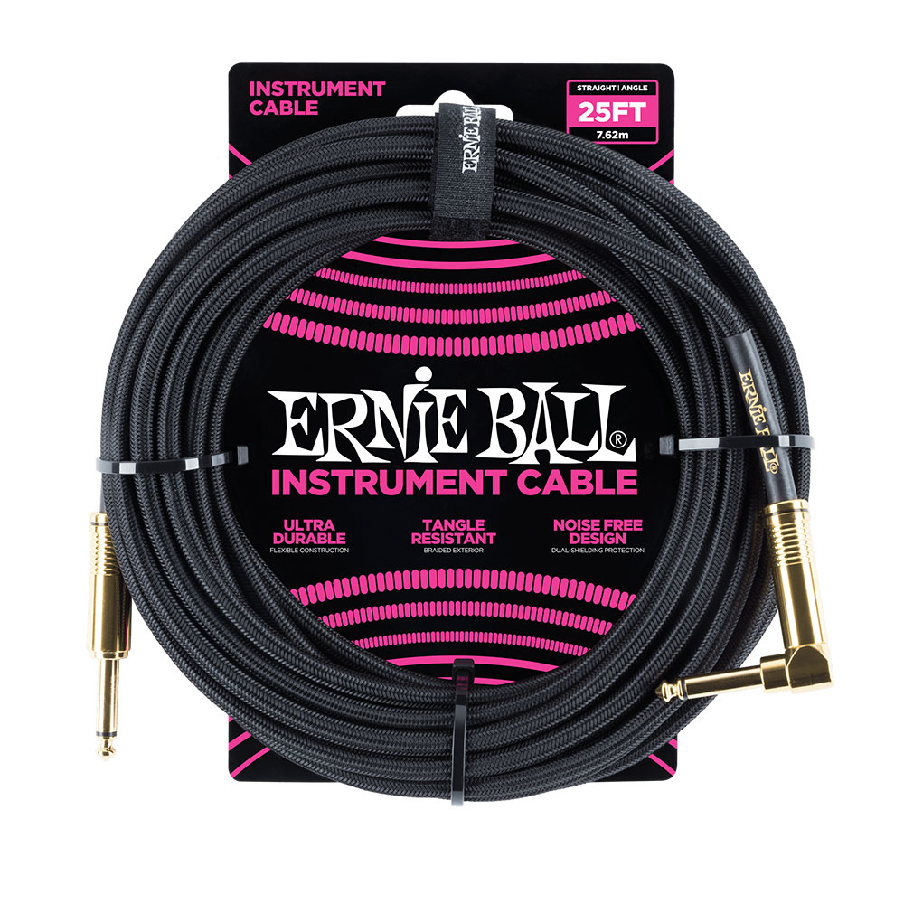 ERNIE BALL ＃6058 25ft Braided Cables Black ギターケーブル