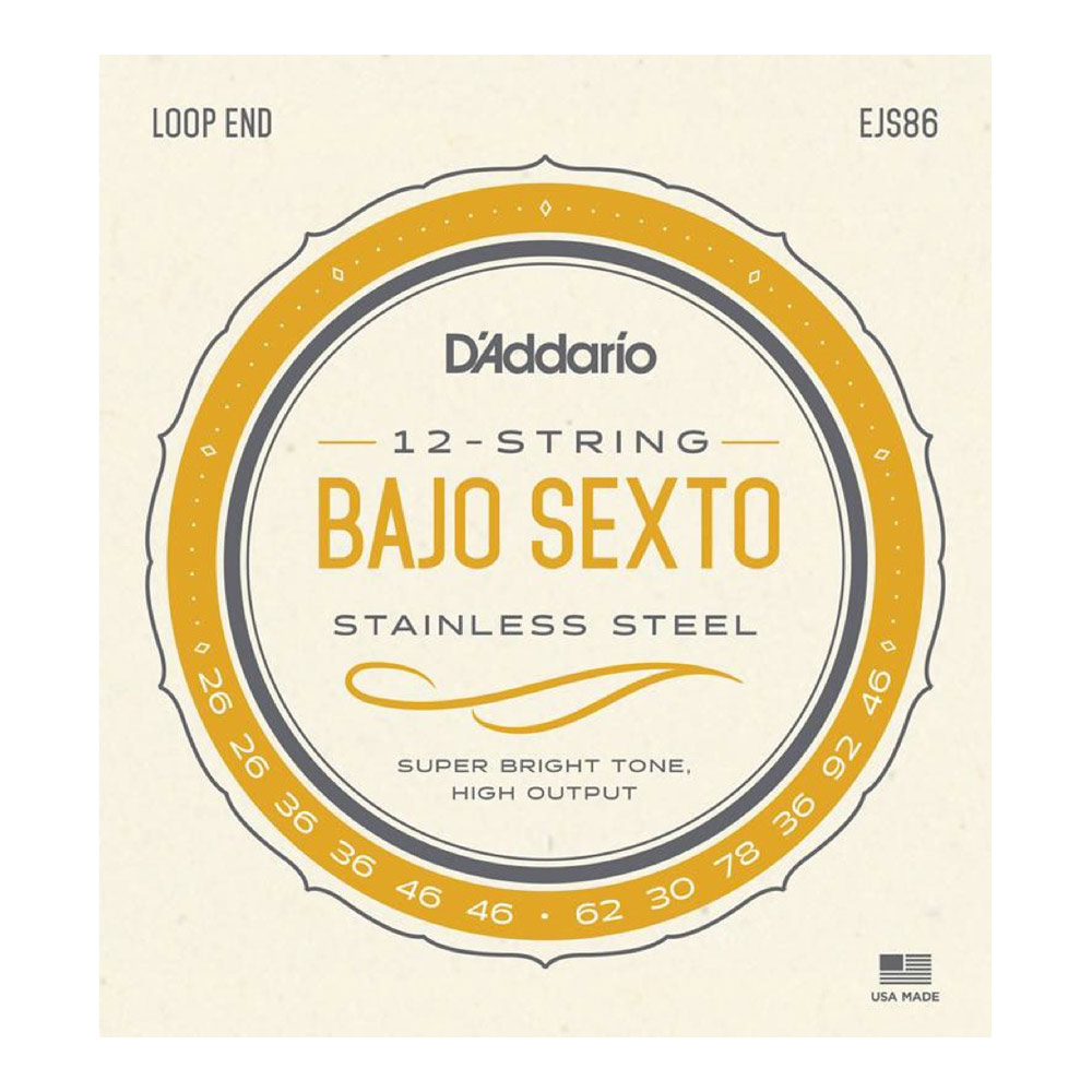 D’Addario EJS86 Bajo Sexto Stainless Steel set strings バホセクスト弦 12弦セット