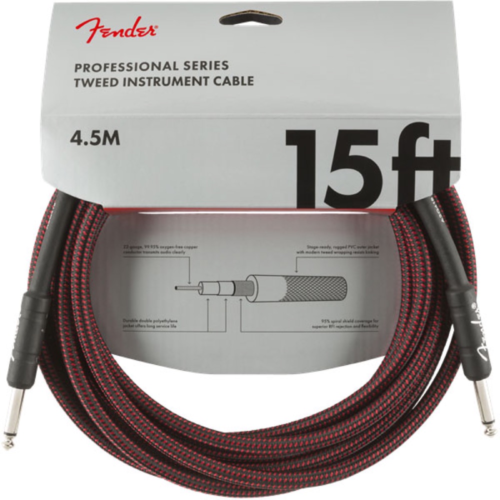 Fender Professional Series Instrument Cable SS 15’ Red Tweed ギターケーブル
