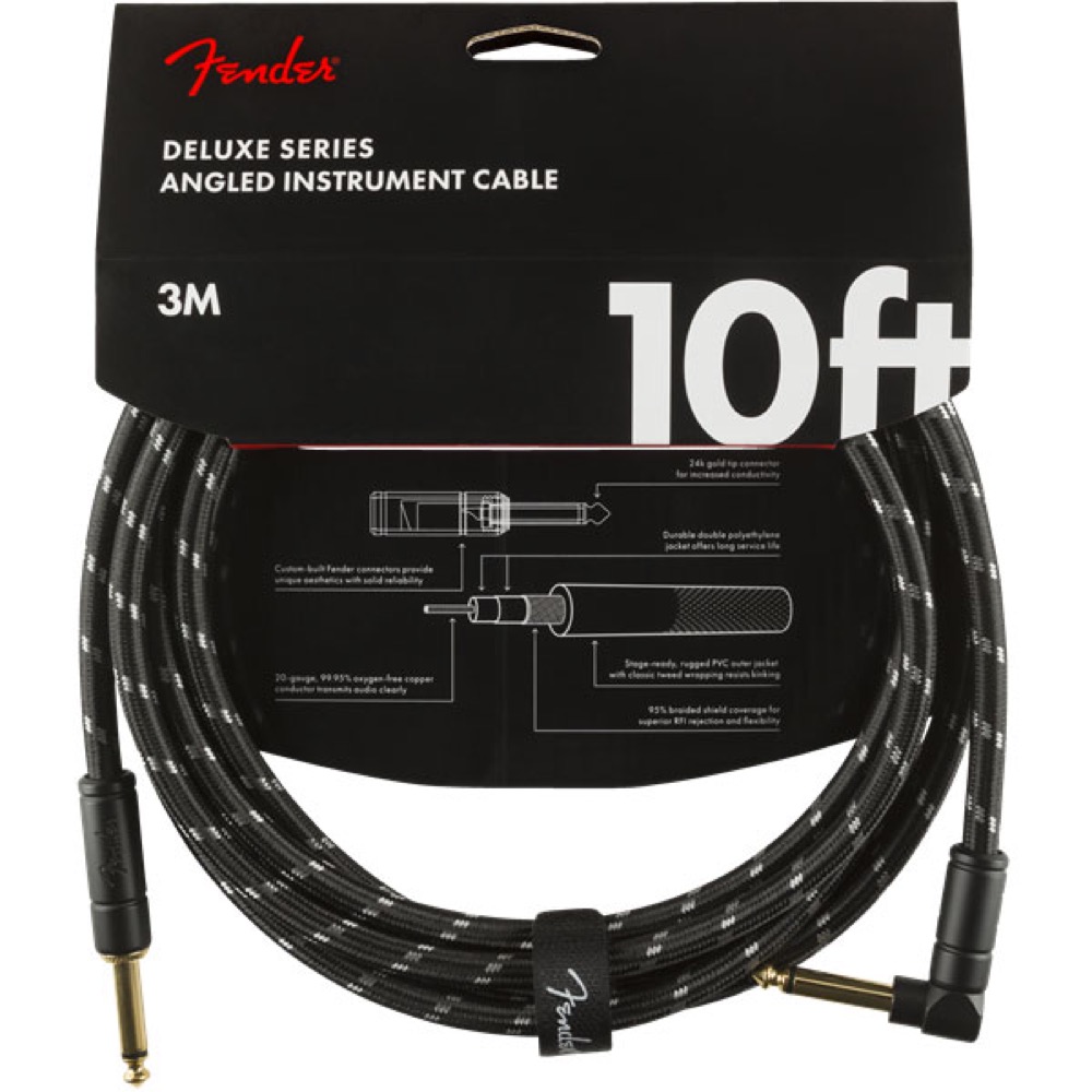 Fender Deluxe Series Instrument Cables SL 10’ Black Tweed ギターケーブル