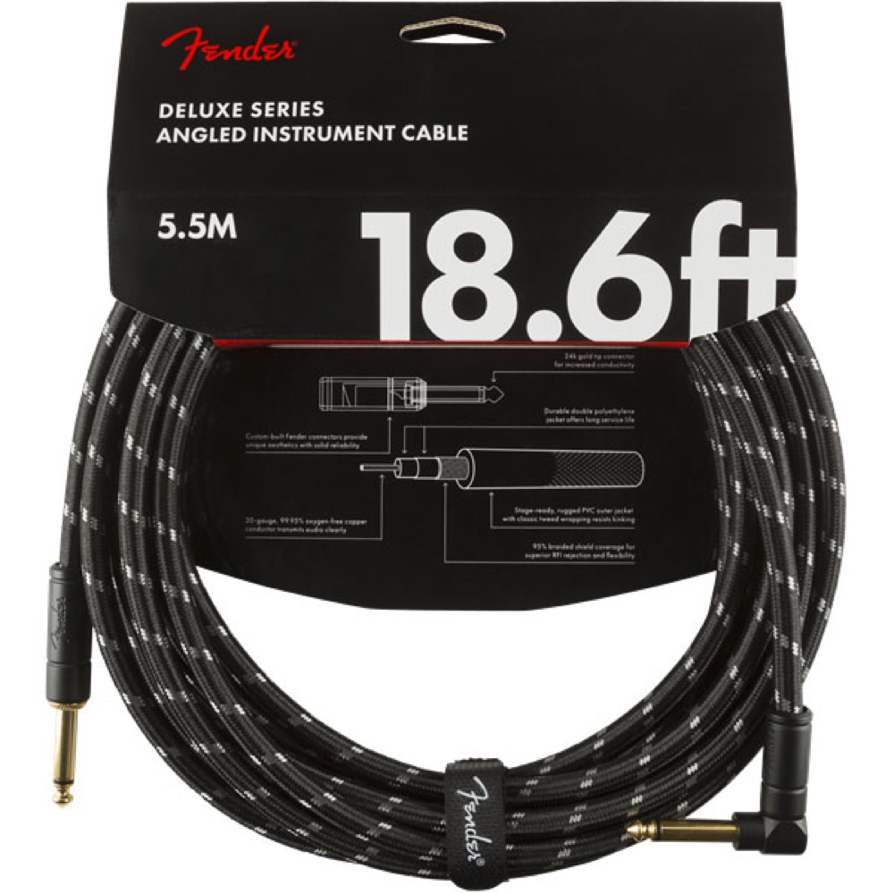 Fender Deluxe Series Instrument Cables SL 18.6’ Black Tweed ギターケーブル