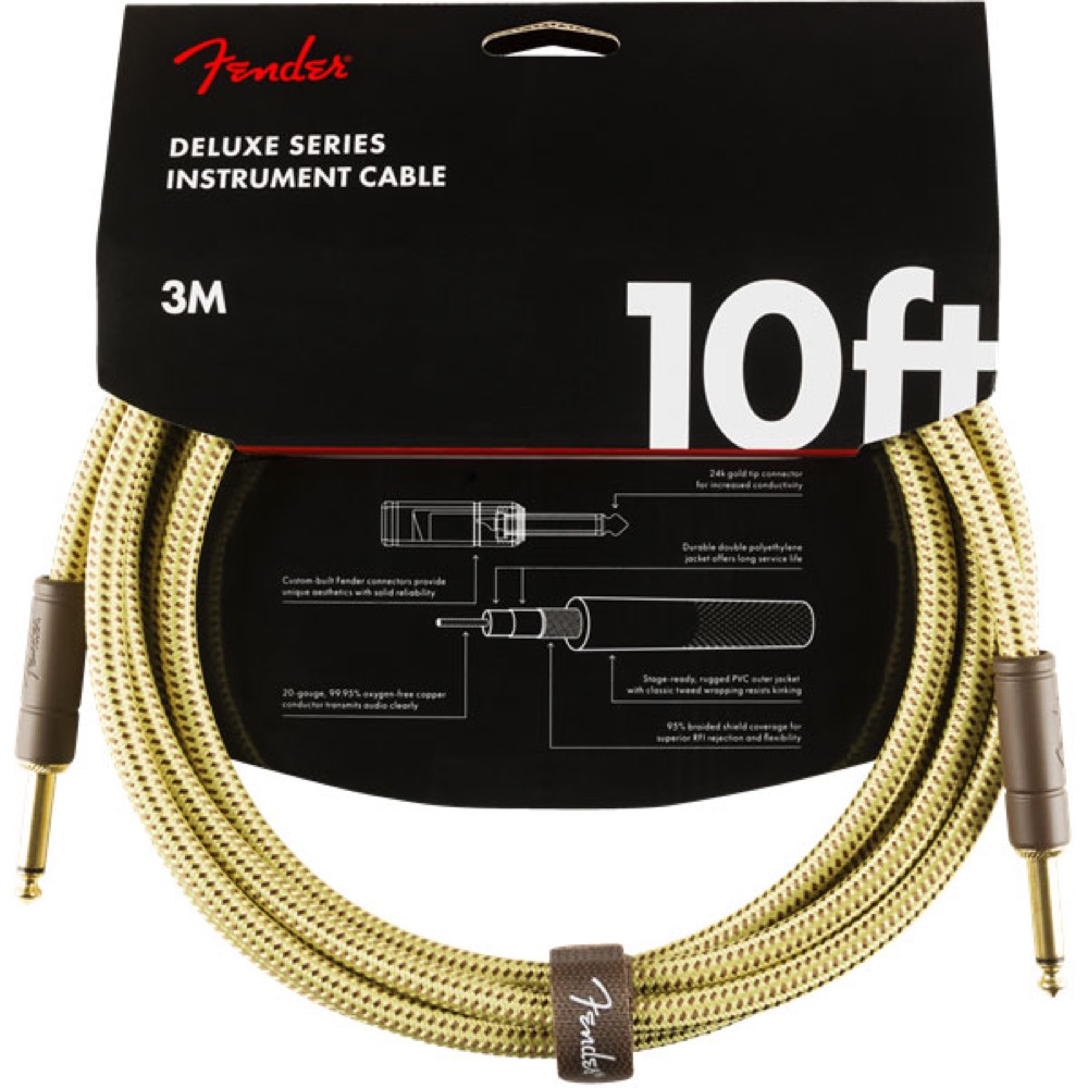 Fender Deluxe Series Instrument Cables SS 10’ Tweed ギターケーブル