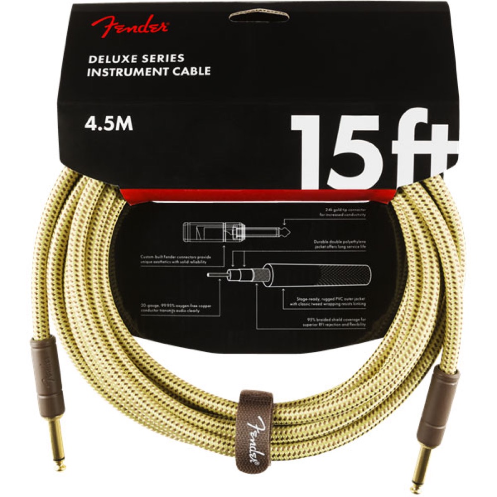 Fender Deluxe Series Instrument Cables SS 15’ Tweed ギターケーブル