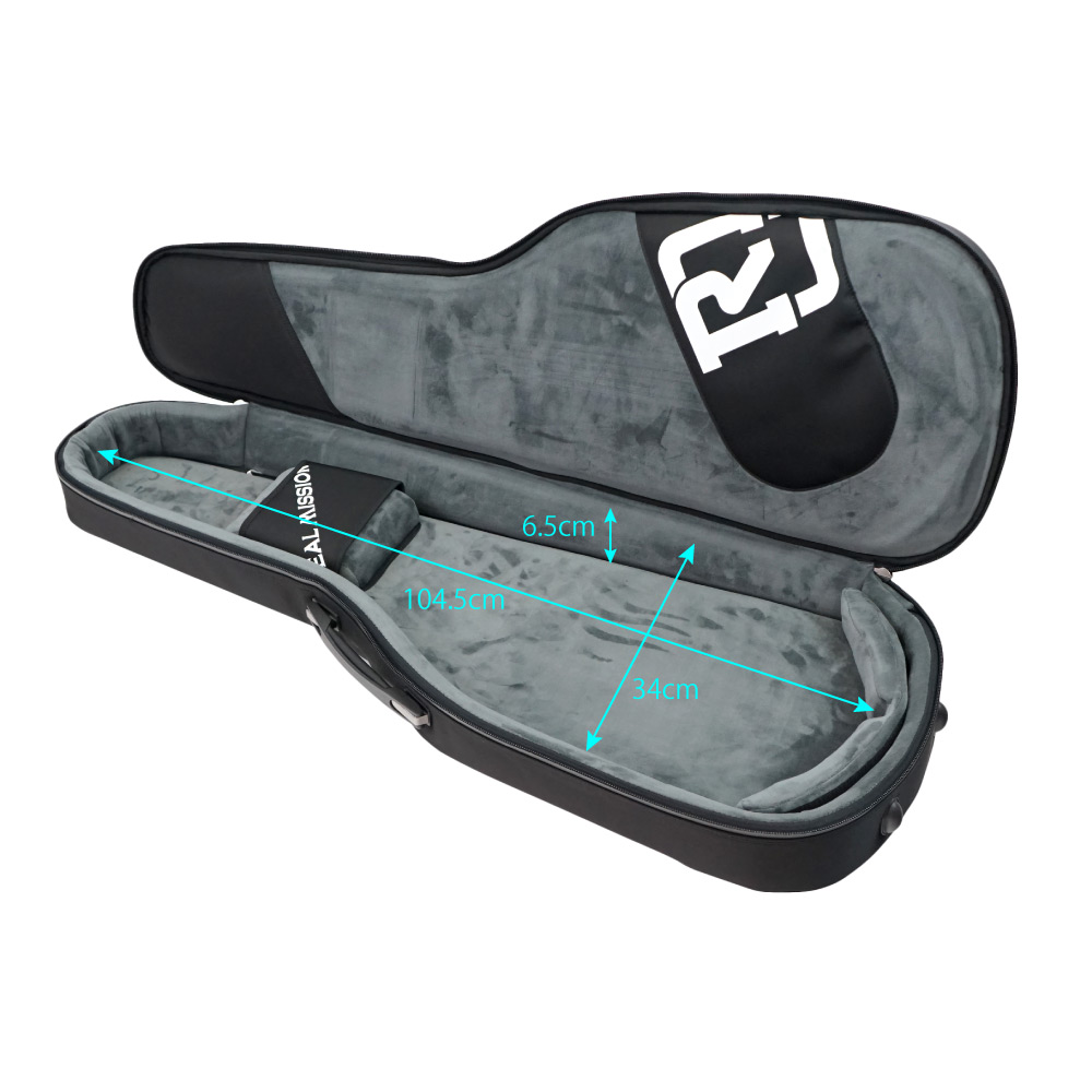 REAL MISSION(リアルミッション) Venus Pro E Black 防水 エレキギターケース・ギグケースの内部全体像・内寸・サイズ詳細