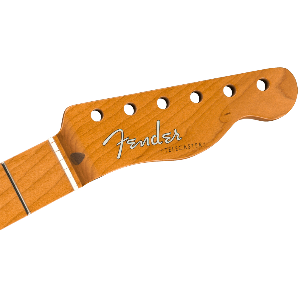 Fender Roasted Maple Vintera Mod 50s Telecaster Neck， 21 Medium Jumbo Frets， 9.5'， 'V' Shape エレキギターネック ヘッド部アップ