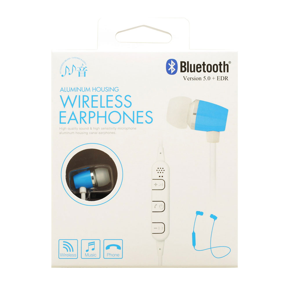 たのしいかいしゃ Bluetoothワイヤレスイヤホン アルミカナル オキナワブルー TA-BT1 OBL パッケージ