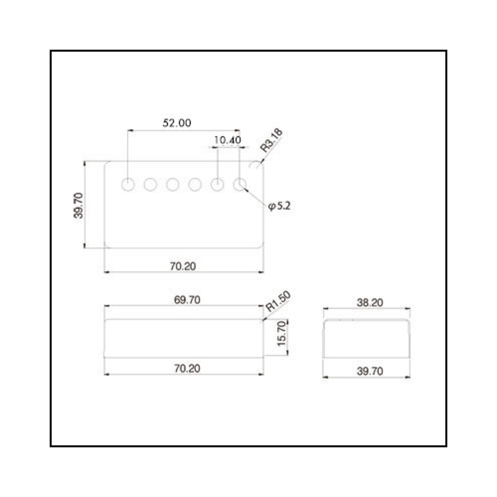Montreux 10.4 HB Nickel Silver cover N No.9604 ピックアップカバー サイズ図画像