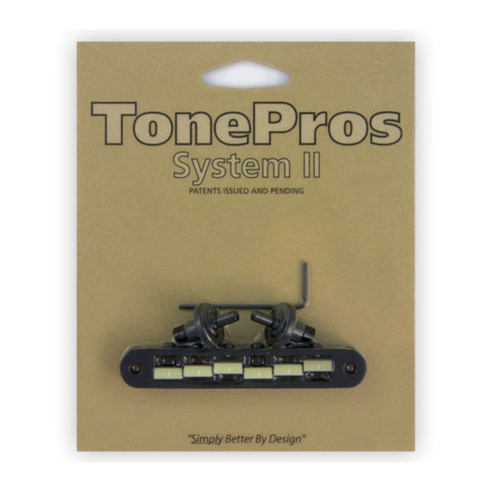 TonePros TP6G-B Standard Tuneomatic small posts， notched “G Formula” saddles ブラック ギター用ブリッジ