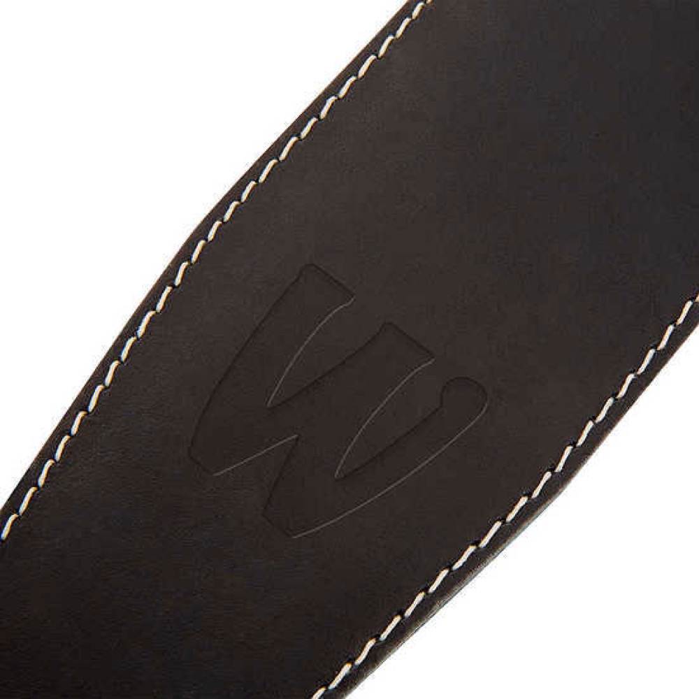 WARWICK Teambuilt Genuine Leather Bass Strap Black Blind Embossing ベースストラップ ロゴ拡大画像