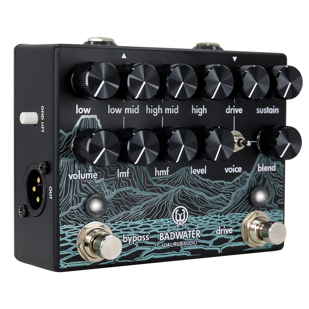 WALRUS AUDIO WAL-BADW Badwater Bass Pre-amp and D.I. ベースプリアンプ/DI ベース用エフェクター コントロール部画像