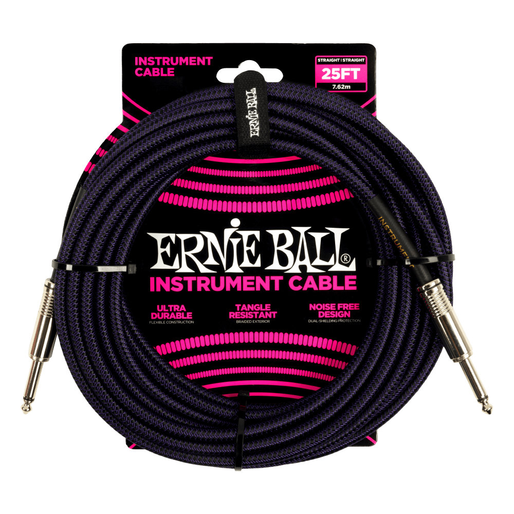ERNIE BALL 6397 GT CABLE 25’ SS PRBK ギターケーブル