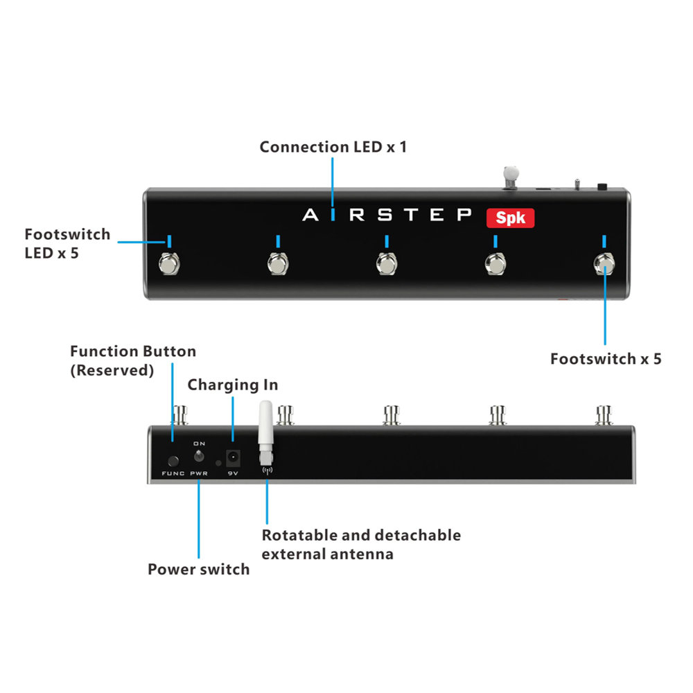 XSONIC AIRSTEP Spk Edition Bluetooth接続 フットコントローラー 各部詳細