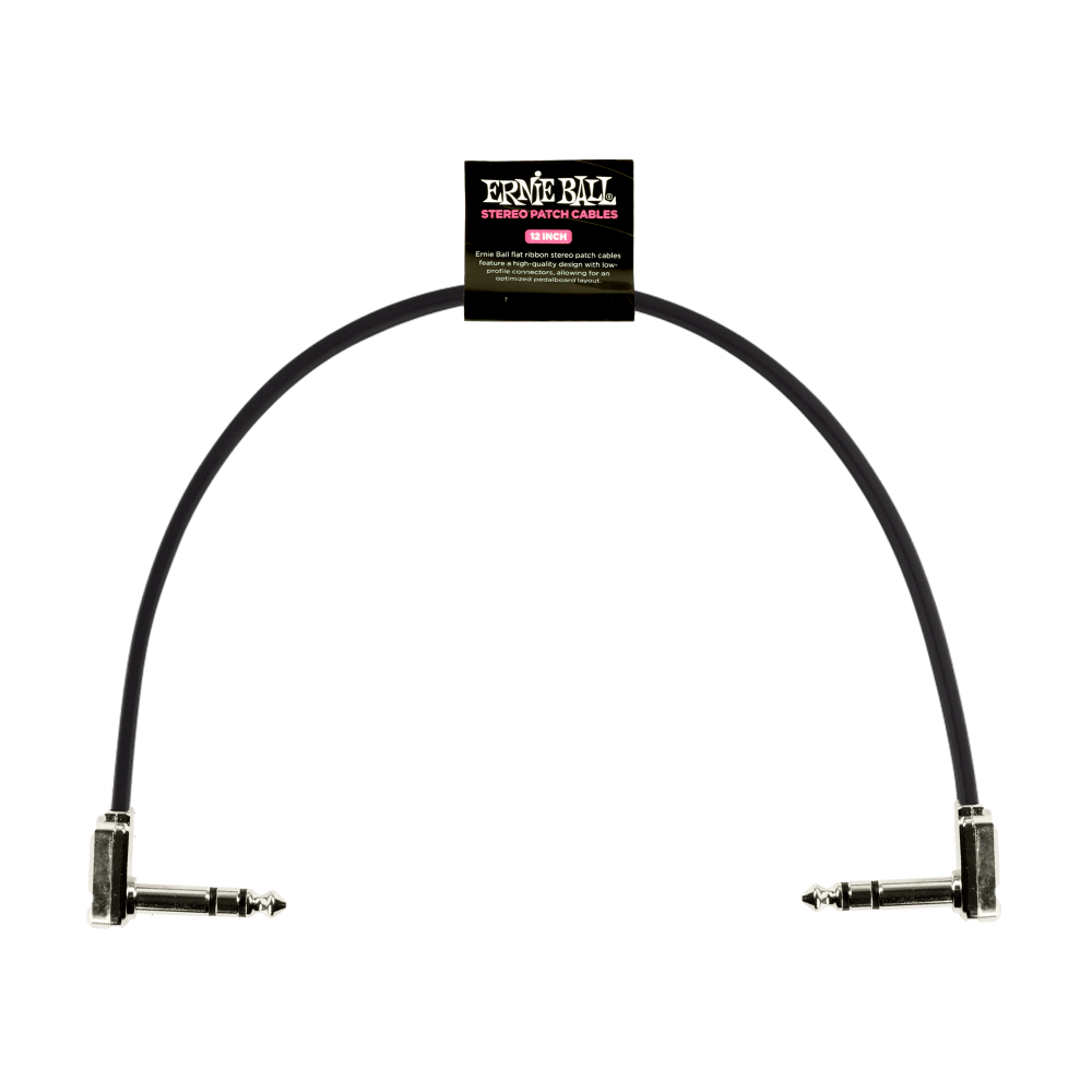 ERNIE BALL P06409 12" Single Flat Ribbon Stereo Patch Cable - Black パッチケーブル