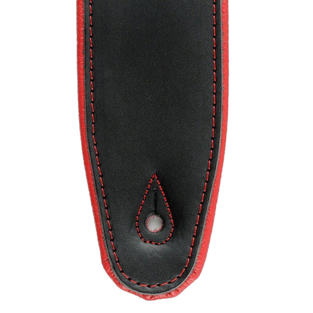 RENEGADE レネゲード Super Deluxe Rolled Edge Leather Neoprene Insert Black Red ギターストラップ 詳細図