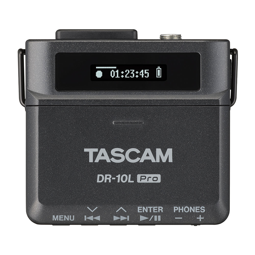 TASCAM タスカム DR-10L Pro 32ビットフロート録音対応ピンマイク フィールドレコーダー 正面、ディスプレイ