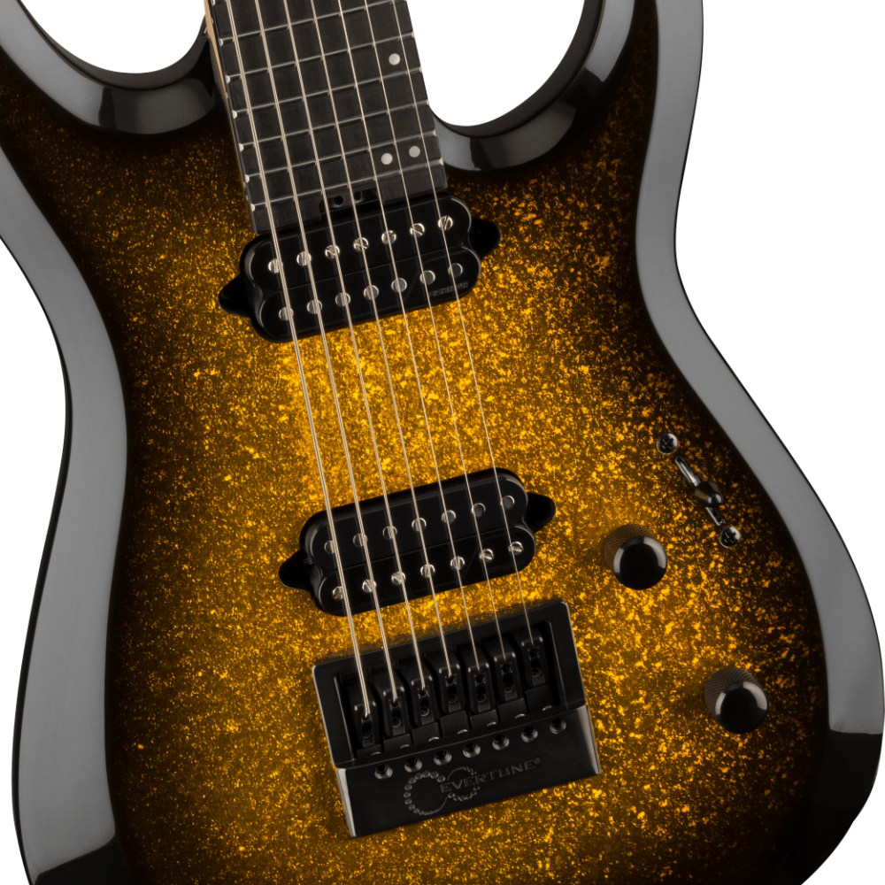 Jackson ジャクソン Pro Plus Series DINKY Modern EVTN7 Gold Sparkle 7弦エレキギター ボディ画像