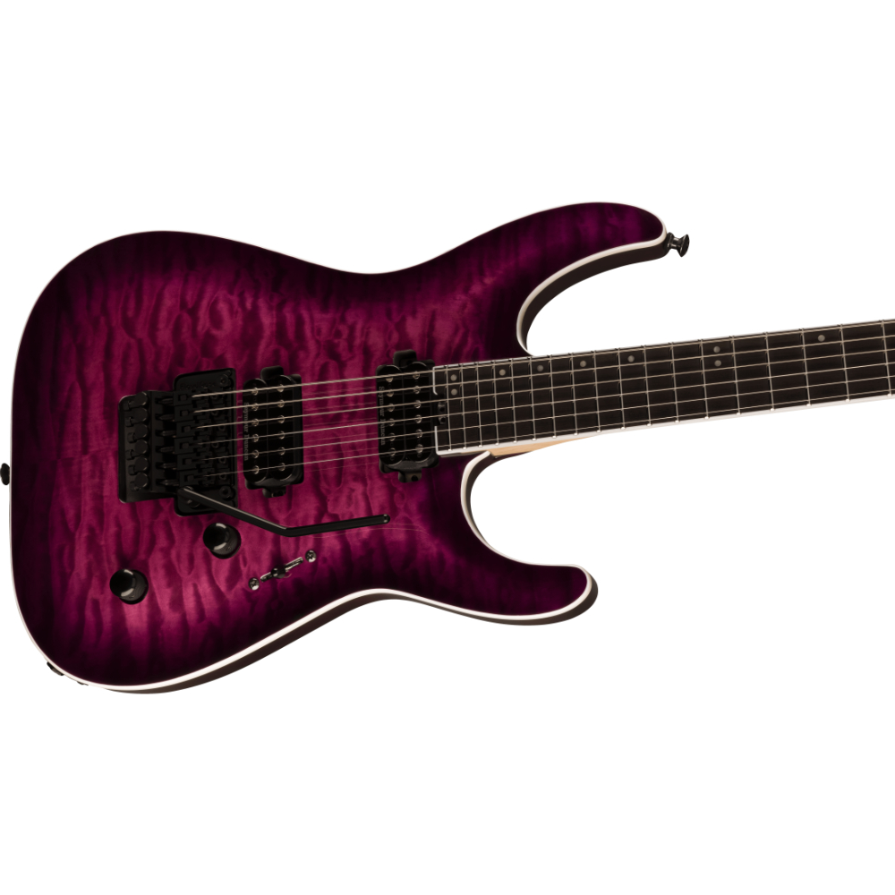 Jackson ジャクソン Pro Plus Series Dinky DKAQ Transparent Purple Burst エレキギター 斜めアングル画像